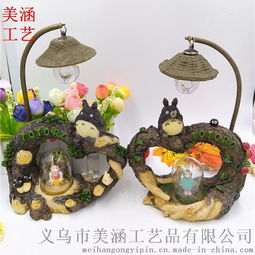 美涵廠家直銷 創意日式Zakka風龍貓小夜燈，精美樹脂工藝品，理想學生禮品